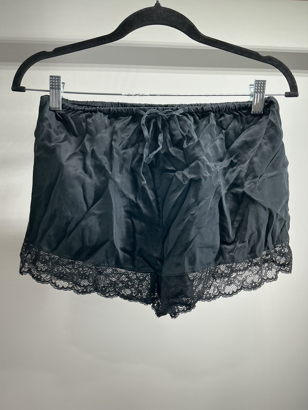 100% Washable Silk Satin Lace Pajama Shorts